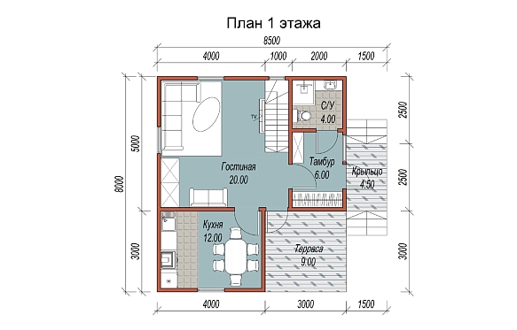 Сруб из бруса 8х8.5. фото